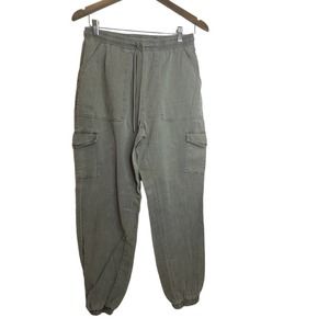 7 For All Mankind Green Cargo Jogger Utility Pants Drawstring Elastic Ankle Sz S
